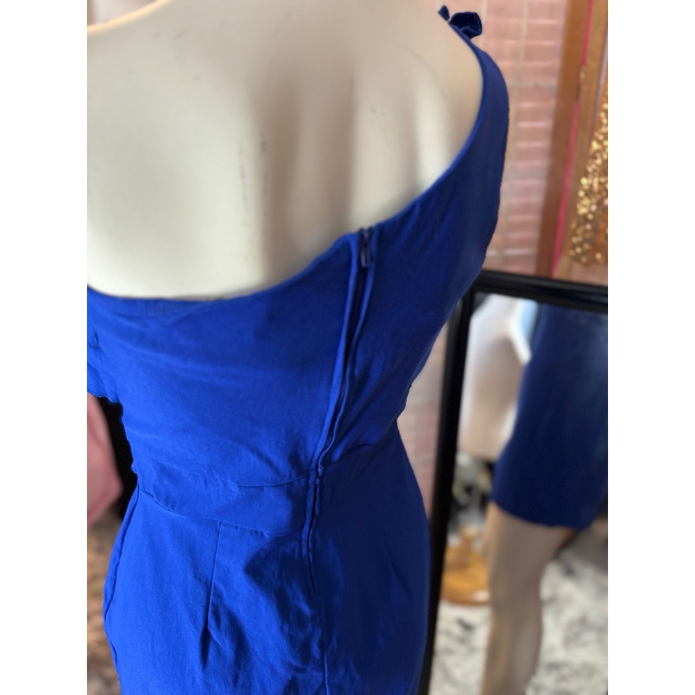 Ruby Rox Royal Blue One Shoulder Ruffle Mini Cocktail Dress Size 9 - Picture 5 of 7
